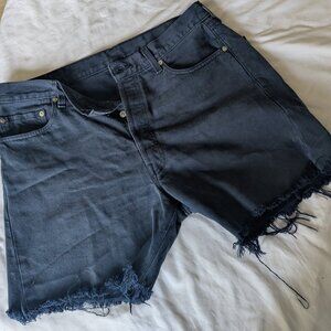 Levi's 7" inseam slim fitting navy blue cutoff jean shorts